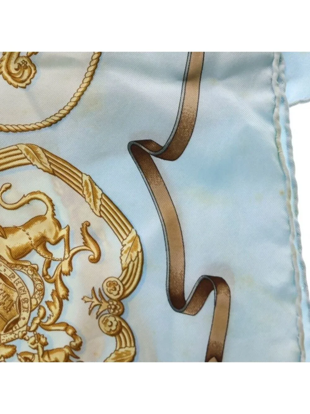Hermes Carre 90 Scarf the Royal Mews Stable Silk Light Blue